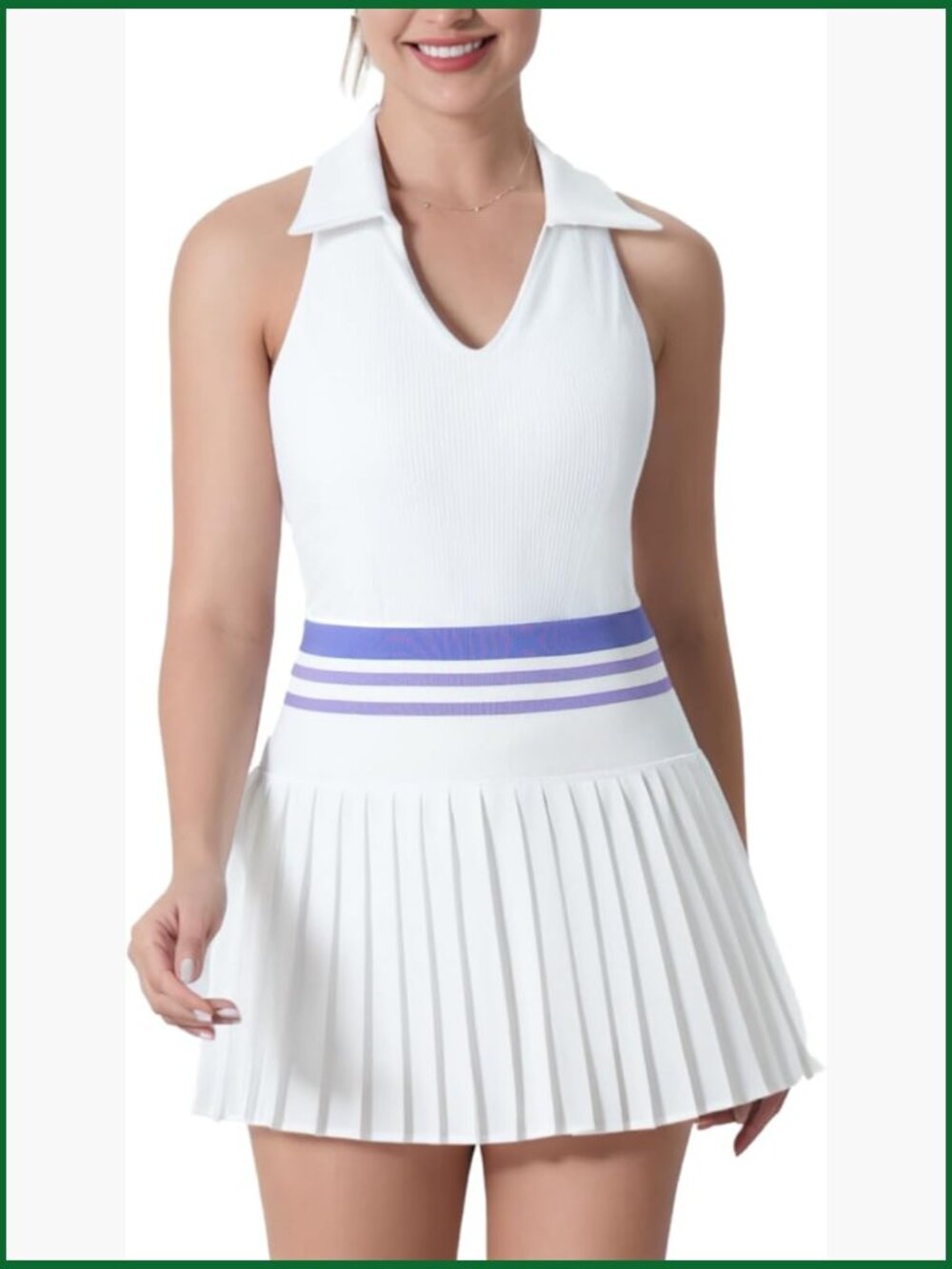 2 Piece Pleated Tennis Skirt Set with Built-in Shorts & Pockets Athletic